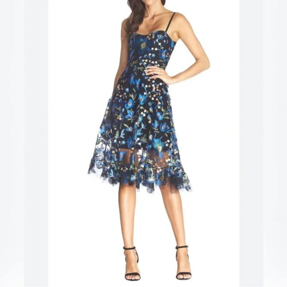 Dress the Population Blue Floral Dress